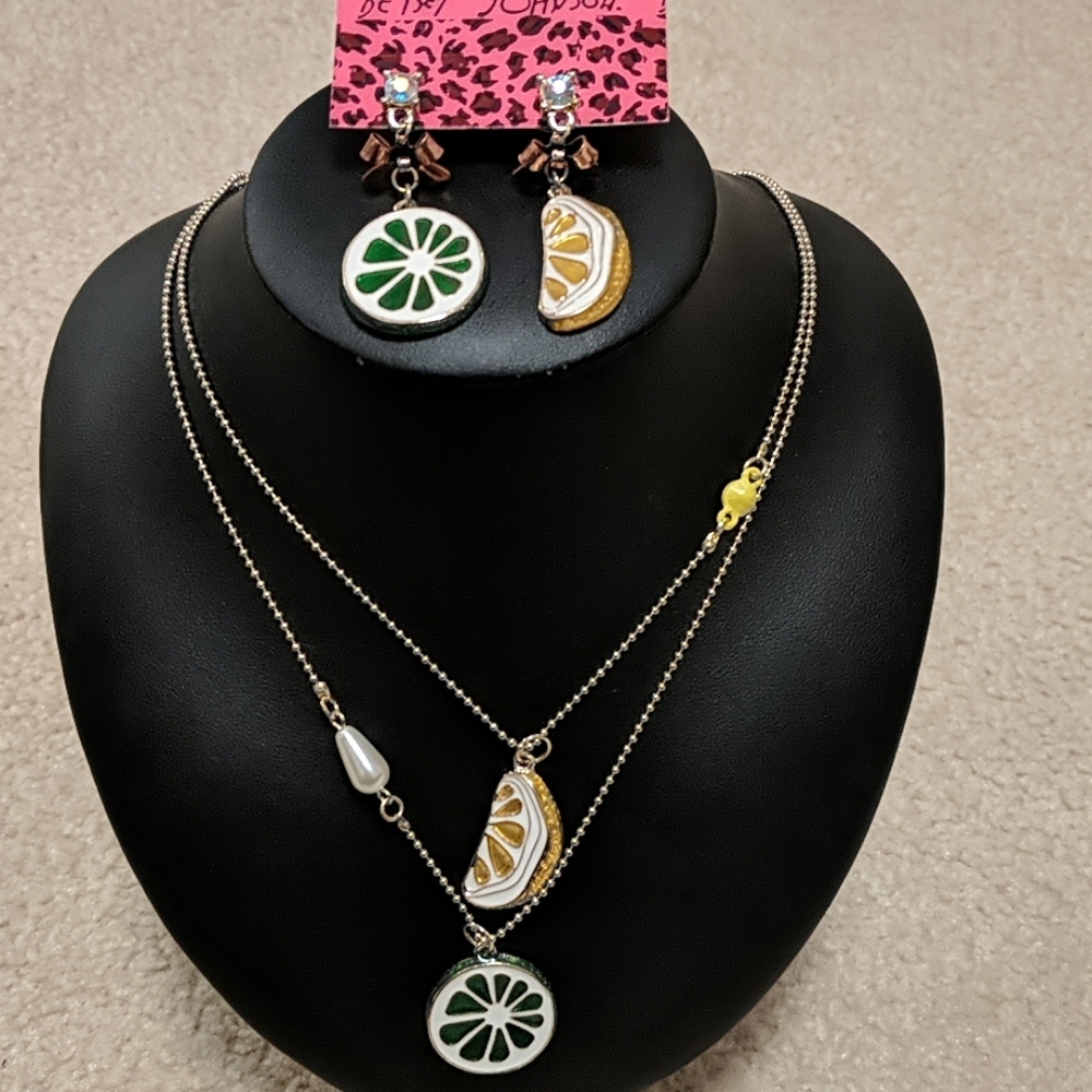 Betsey Johnson Citrus Necklace and Earrings